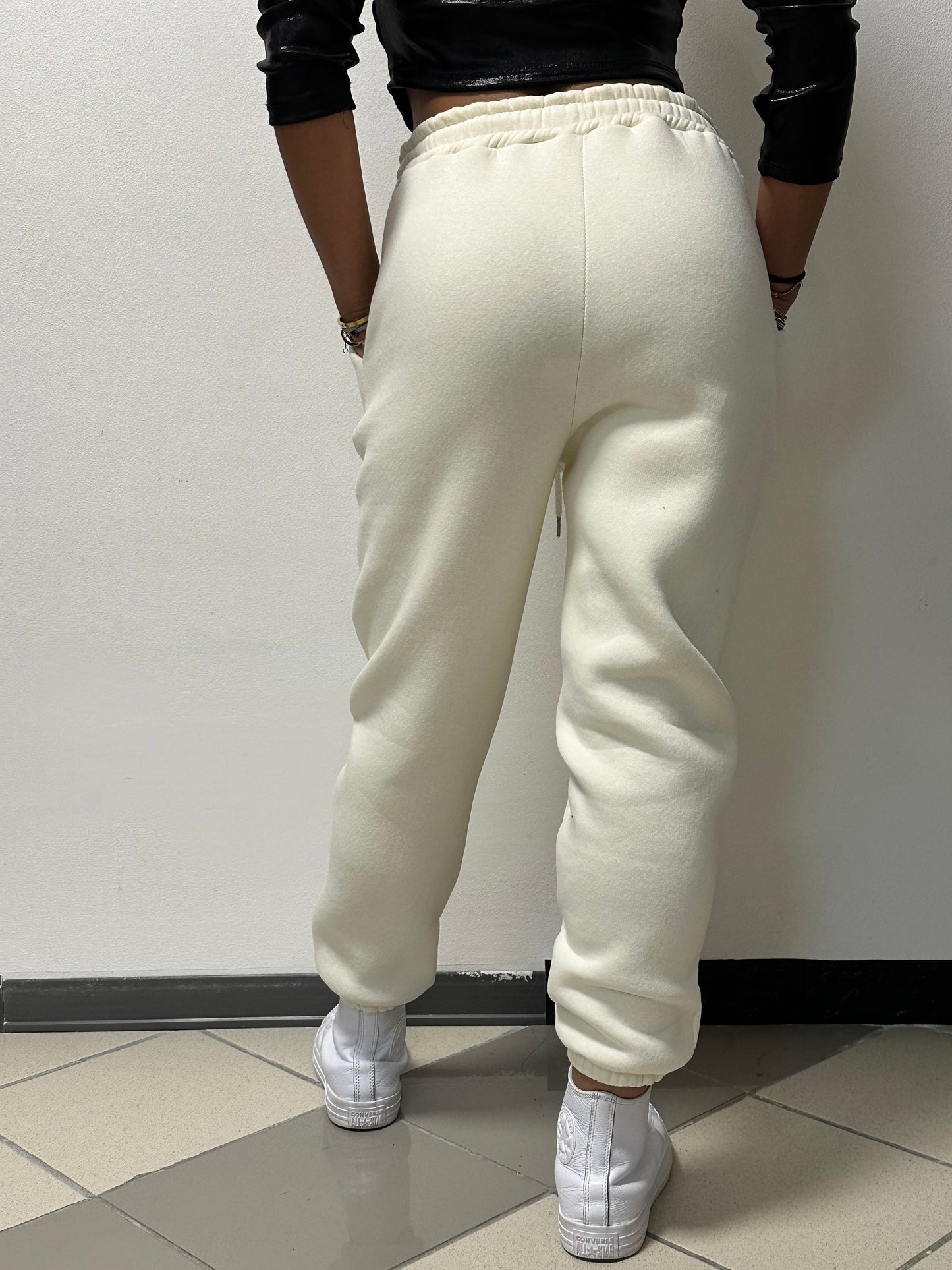 Pantalone di tuta felpato bianco
