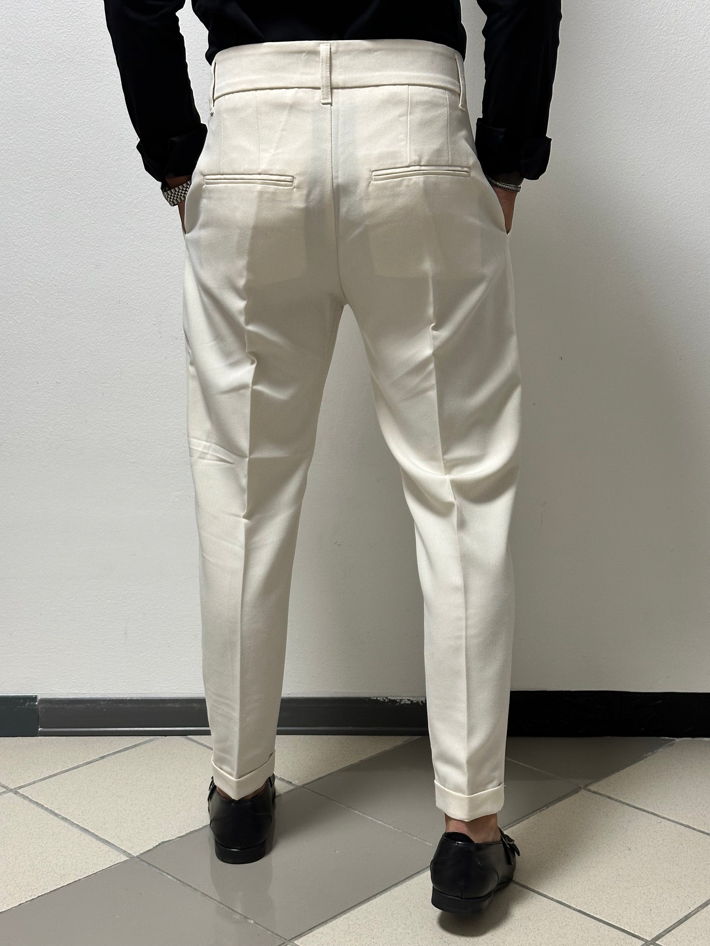 Pantalone doppio bottone bianco