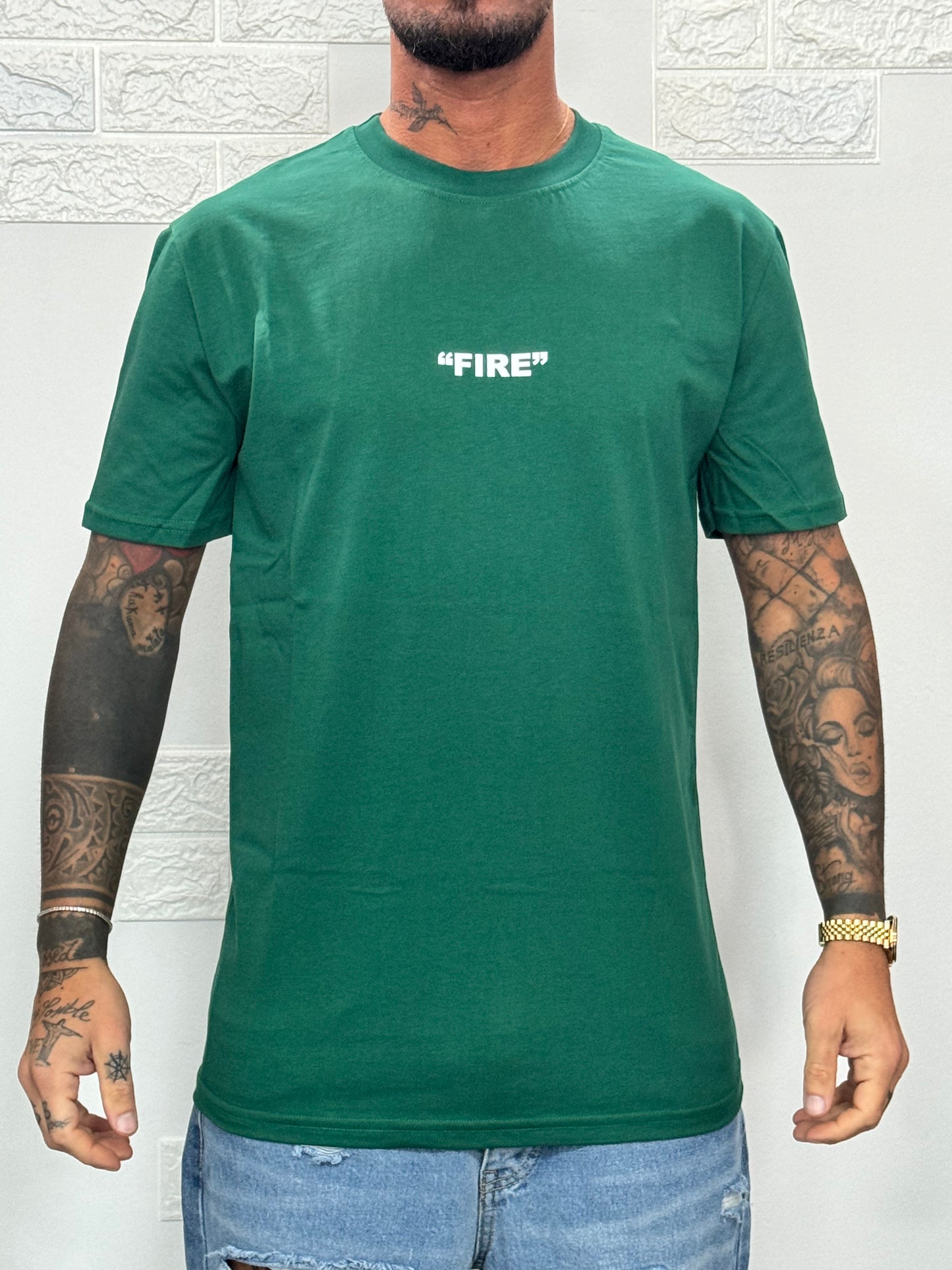 t-shirt over stampa OFF-WHITE verde