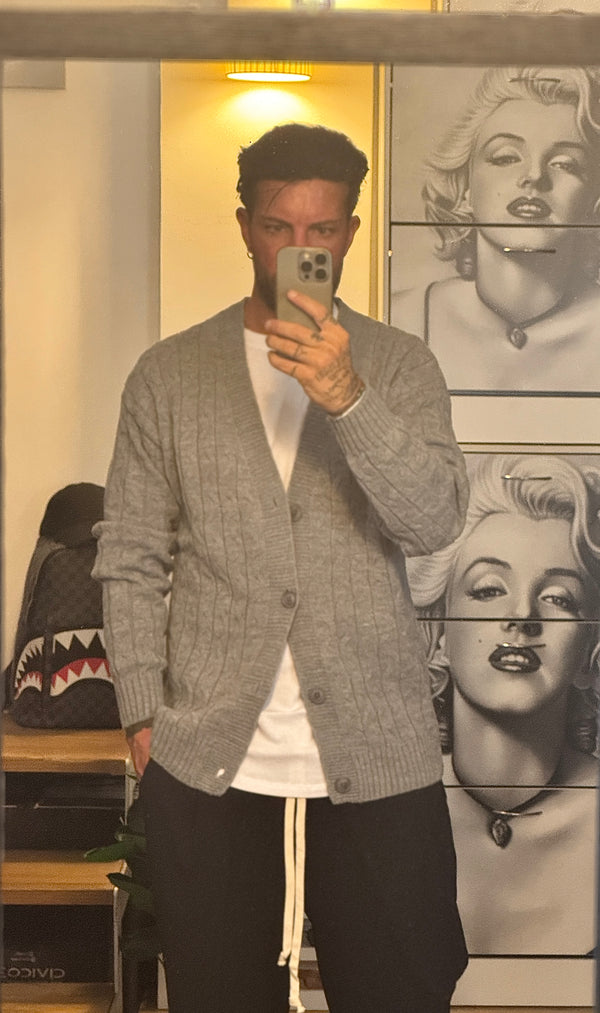 Cardigan trecce grigio